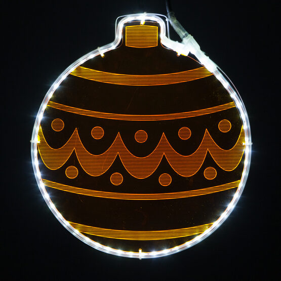 13" Amber Lit Ornament with Decorative Laser Etching 