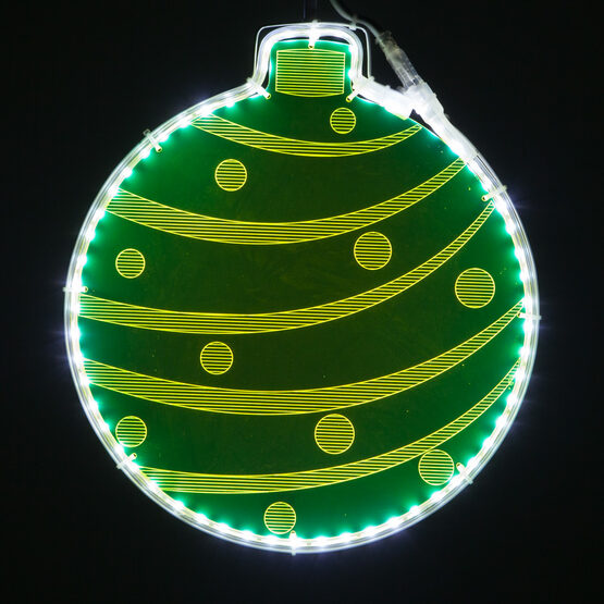 13" Electric Green Lit Ornament with Decorative Laser Etching 