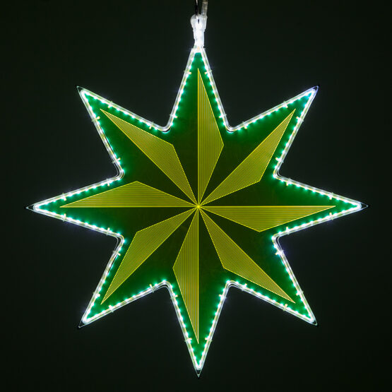 25" Electric Green 8 Point Star Light with Pinwheel Laser Etching 