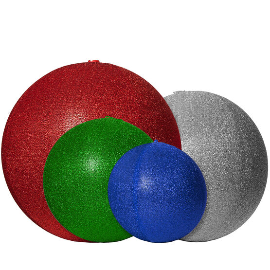 20" Blue Inflatable Christmas Ornament, Metallic Polymesh
