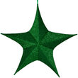 32" Green Unlit Hanging Star, Fold Flat Frame with Metallic Polymesh