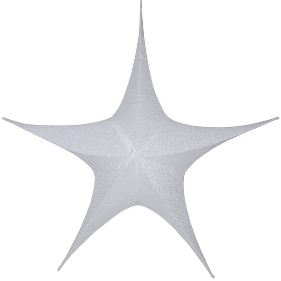 44" White Unlit Hanging Star, Fold Flat Frame with Metallic Polymesh