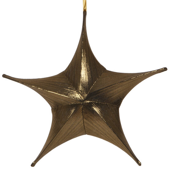 16" Gold Unlit Hanging Star, Fold Flat Frame with Metallic Lame