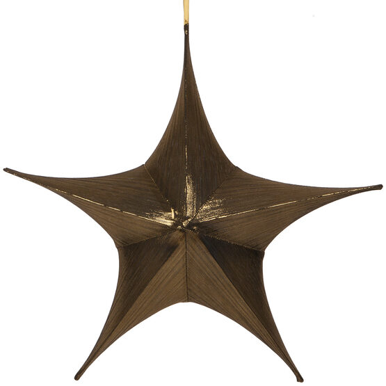 26" Gold Unlit Hanging Star, Fold Flat Frame with Metallic Lame