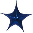 16" Blue Unlit Hanging Star, Fold Flat Frame with Metallic Lame