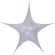 44" White Unlit Hanging Star, Fold Flat Frame with Metallic Lame