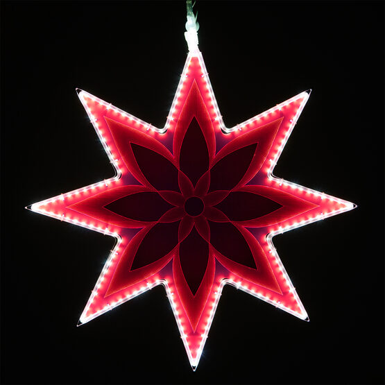25" Electric Pink 8 Point Star Light with Flower Laser Etching 