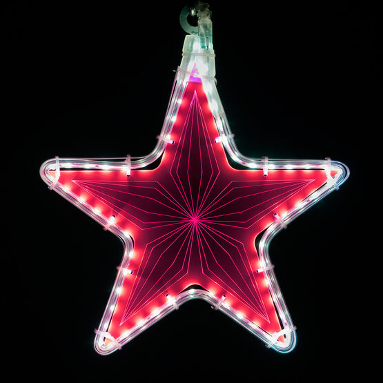 10" Electric Pink Star Light with Geometric Laser Etching 