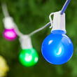 10' Patio String Light Set, 10 Multicolor G50 FlexFilament TM LED Satin Glass Bulbs, White Wire