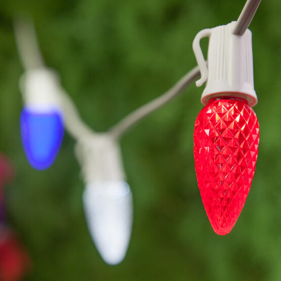 Outdoor Patio String Light Set, Red, White and Blue C9 OptiCore LED