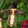 35' Cafe String Light Set, 7 Warm White ST64 FlexFilament TM 3W Glass LED Edison Bulbs, Black Wire, Copper Shades