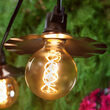 35' Cafe String Light Set, 7 Warm White G95 FlexFilament TM Antiqued Glass LED Edison Bulbs, Black Wire, Copper Shades