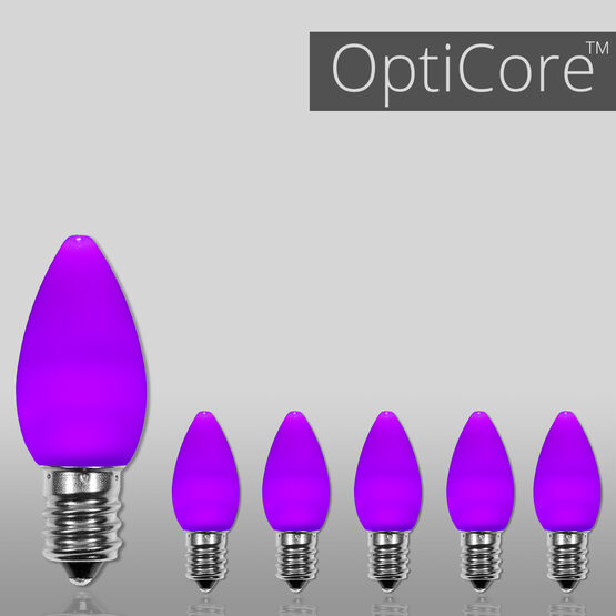 C7 Smooth OptiCore LED Light Bulbs, Purple, E12 Base