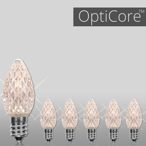 C7 OptiCore LED Light Bulbs, Warm White Twinkle, E12 Base