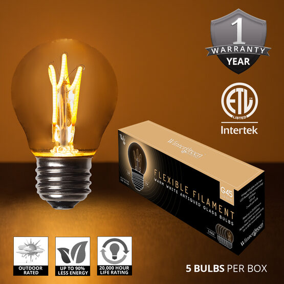 G45 Light LED Edison Light Bulb, Warm Antiqued Glass - Yard Envy