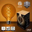 G95 Globe Light FlexFilament TM LED Edison Light Bulb, Warm White Antiqued Glass