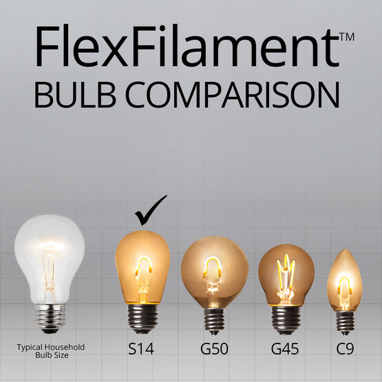 C7 Shatterproof FlexFilament Vintage LED Light Bulb, Gold - Yard Envy