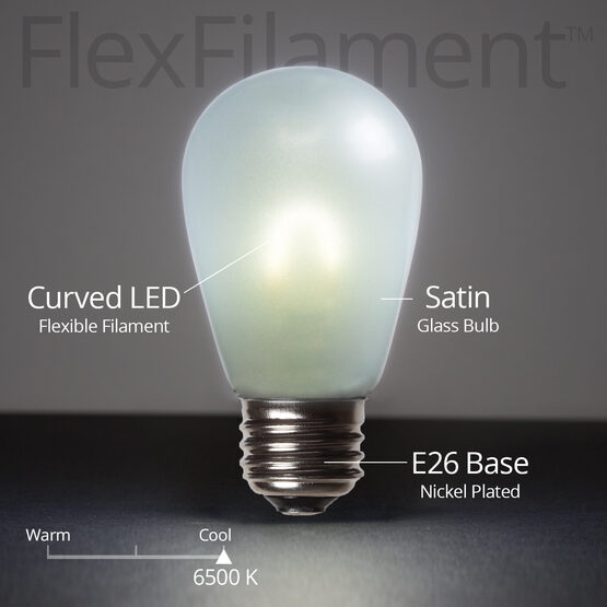 S14 FlexFilament TM Vintage LED Light Bulb, Cool White Satin Glass