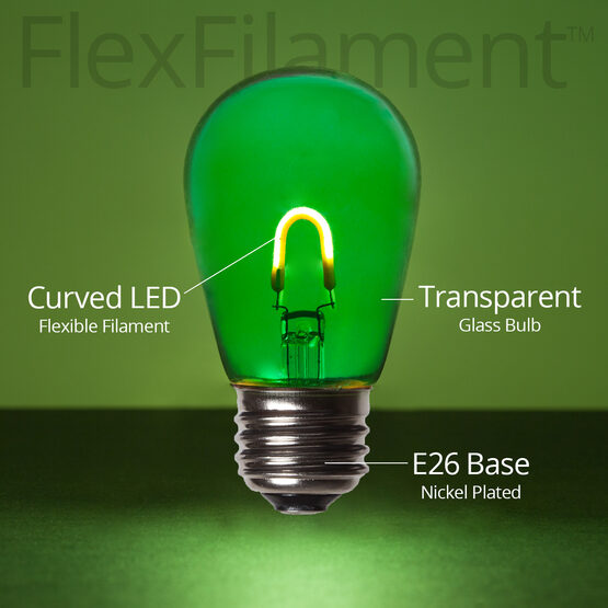 S14 FlexFilament TM Vintage LED Light Bulb, Green Transparent Glass