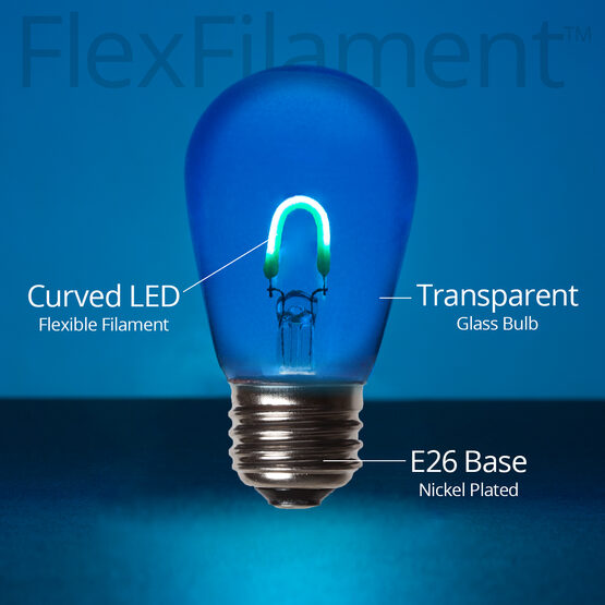 S14 120V FlexFilament TM Vintage LED Light Bulb, Blue Transparent Glass Medium Base