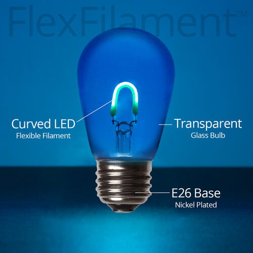 S14 120V FlexFilament TM Vintage LED Light Bulb, Blue Transparent Glass Medium Base