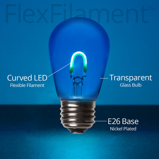 S14 FlexFilament TM Vintage LED Light Bulb, Blue Transparent Glass