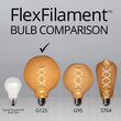 G125 Globe Light FlexFilament TM LED Edison Light Bulb, Warm White Antiqued Glass