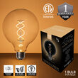 35' Cafe String Light Set, 7 Warm White G125 FlexFilament TM Glass LED Edison Bulbs, Black Wire, Copper Shades