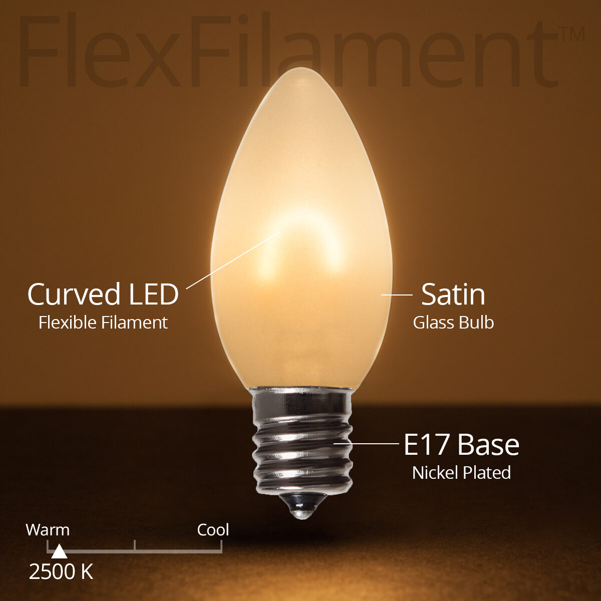 C9 120V FlexFilament TM Vintage LED Light Bulb, Warm White