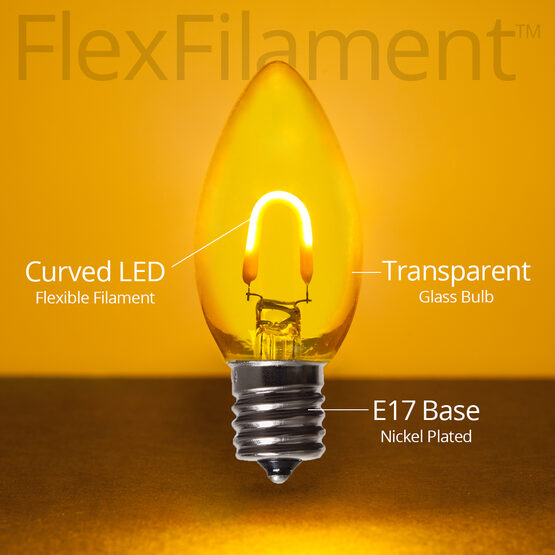 C9 FlexFilament TM Vintage LED Light Bulb, Gold Transparent Glass