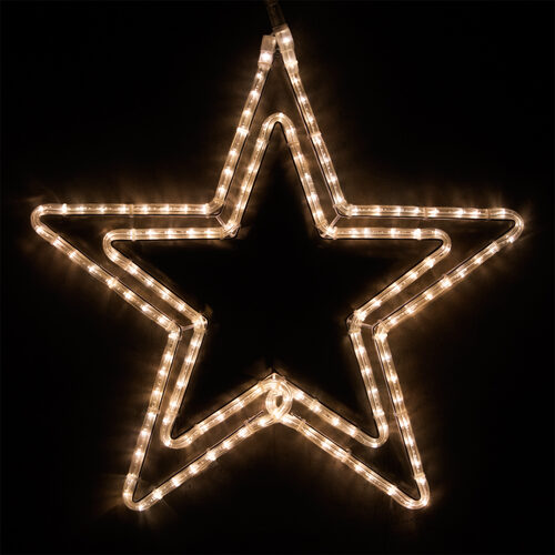 LED Double 5 Point Star, Warm White Lights - Yard Envy