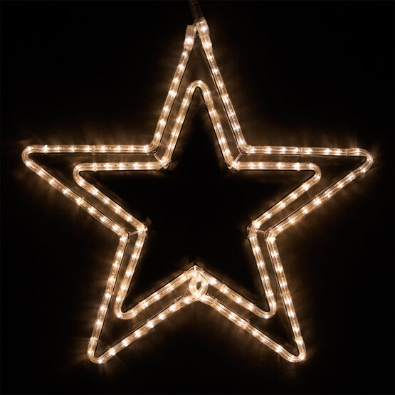 24" LED Double 5 Point Star, Warm White Lights 