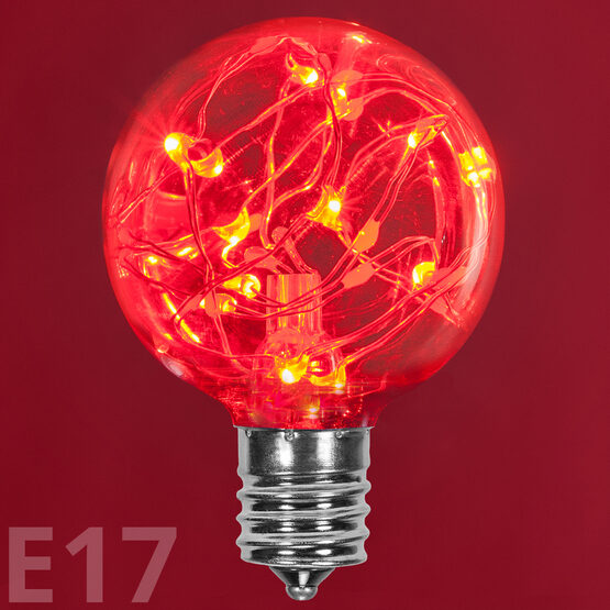 G50 LEDimagine TM Fairy Globe Light Bulb, Red, E17 Base