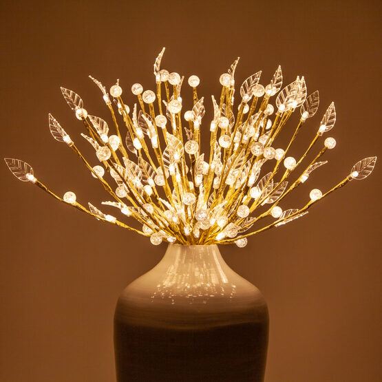 12" Gold Starburst LED Lighted Branches, Warm White Lights, 1 pc