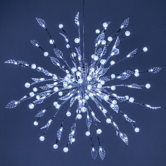 12" Silver Starburst LED Lighted Branches, Cool White Lights, 1 pc