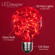 G80 LEDimagine TM Fairy Globe Light Bulb, Red
