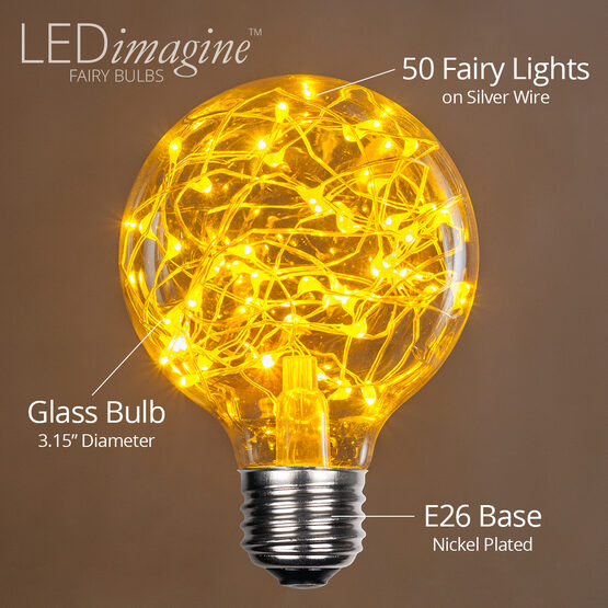 G80 LEDimagine TM Fairy Globe Light Bulb, Gold