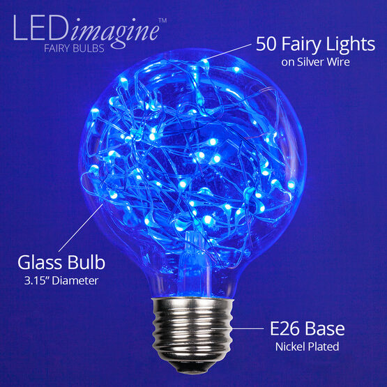 G80 LEDimagine TM Fairy Globe Light Bulb, Blue