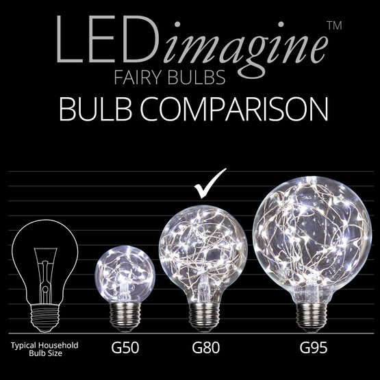 G80 LEDimagine TM Fairy Globe Light Bulb, Cool White