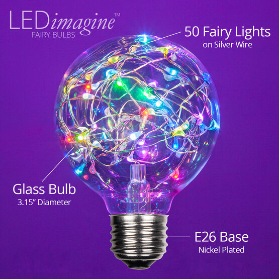 G80 LEDimagine TM Fairy Globe Light Bulb, RGB Color Change