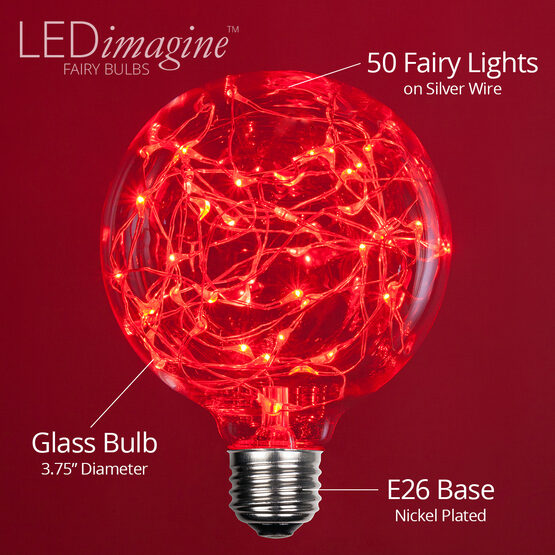 G95 LEDimagine TM Fairy Globe Light Bulb, Red