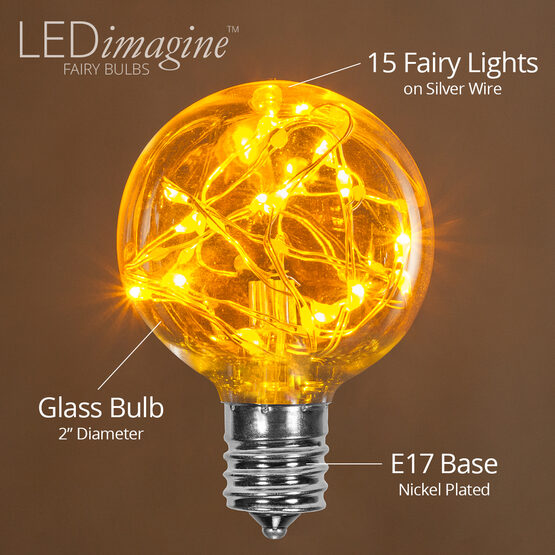 G50 LEDimagine TM Fairy Globe Light Bulb, Gold, E17 Base