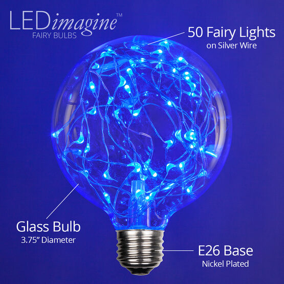 G95 LEDimagine TM Fairy Globe Light Bulb, Blue