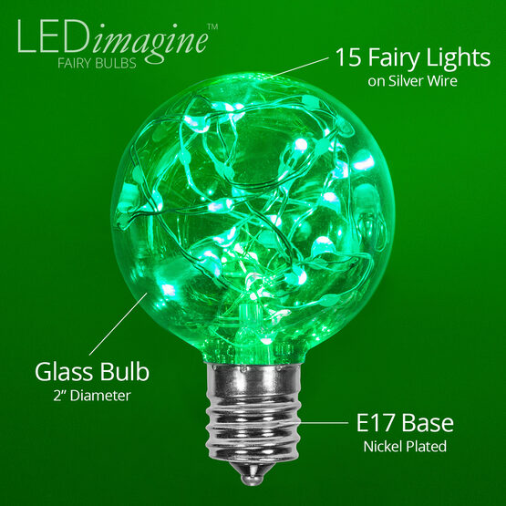 G50 LEDimagine TM Fairy Globe Light Bulb, Green, E17 Base