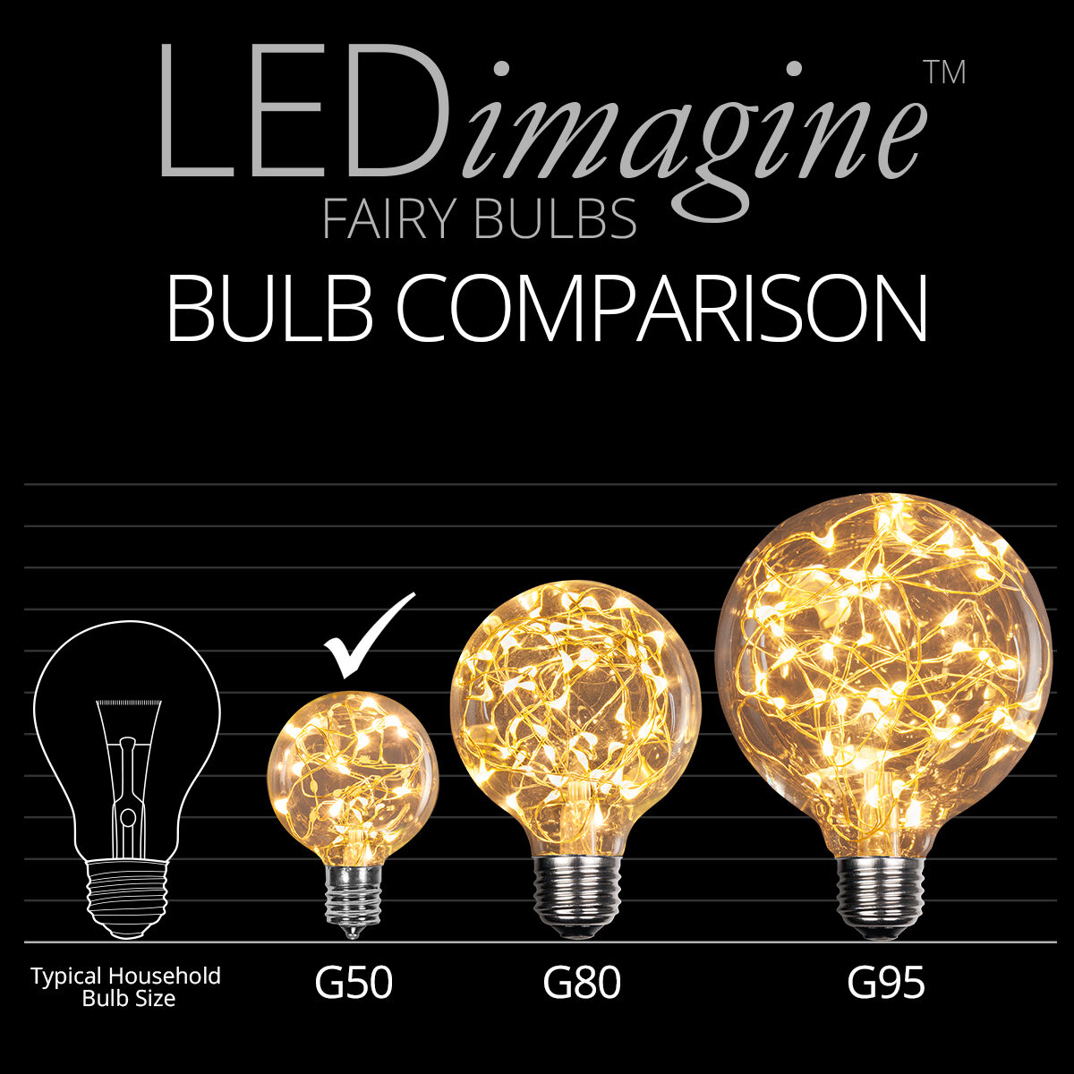 G50 LEDimagine TM Fairy Globe Light Bulb, Warm White, E17