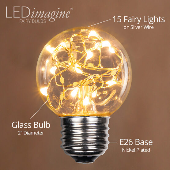 G50 LEDimagine TM Fairy Globe Light Bulb, Warm White, E26 Base