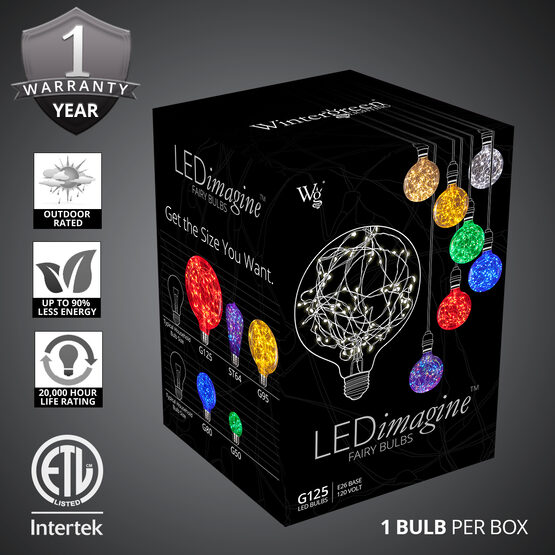 G125 LEDimagine TM Fairy Globe Light Bulb, Red