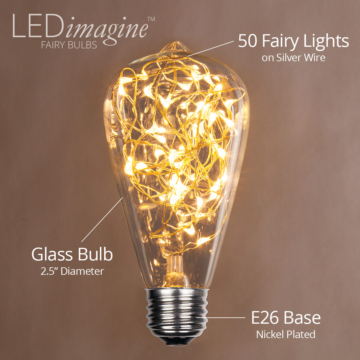 ST64 LEDimagine TM Fairy Light Bulb, Warm White - Yard Envy