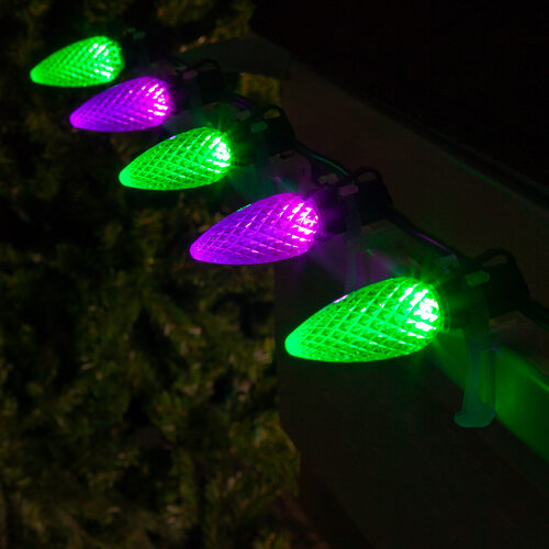 OptiCore C9 Commercial LED String Lights, Green / Purple, 50 Lights, 50'