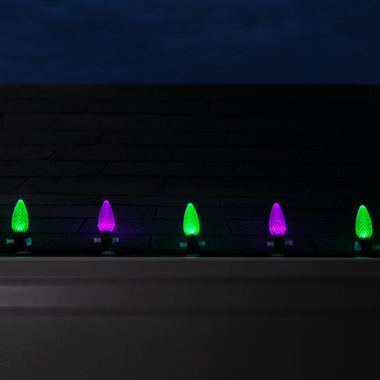 OptiCore C9 Commercial LED String Lights, Green / Purple, 50 Lights, 50'